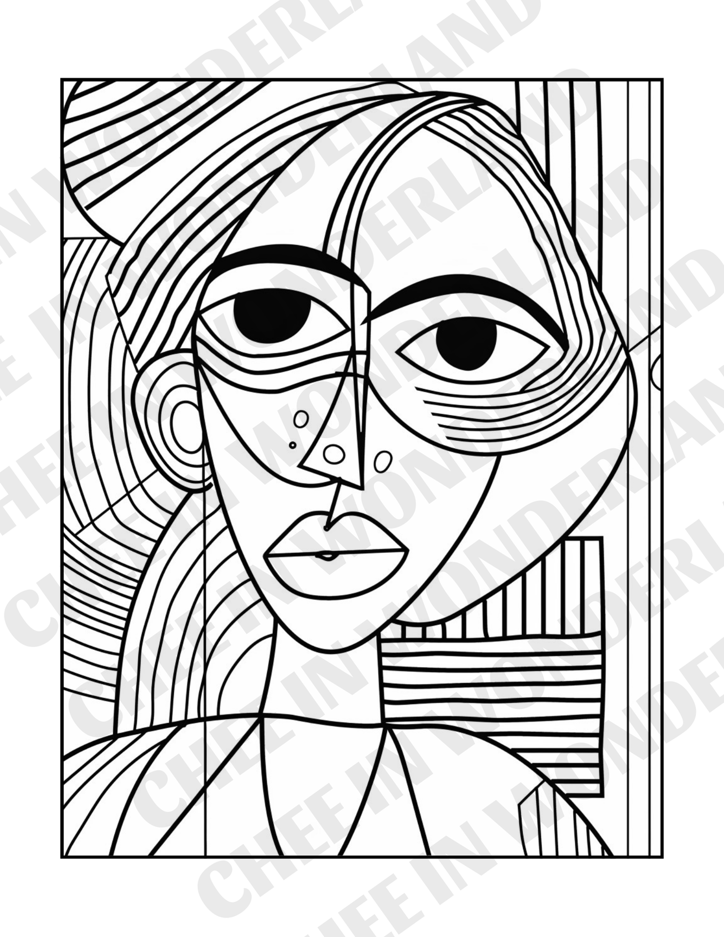 Geometric Faces Digital Coloring Book