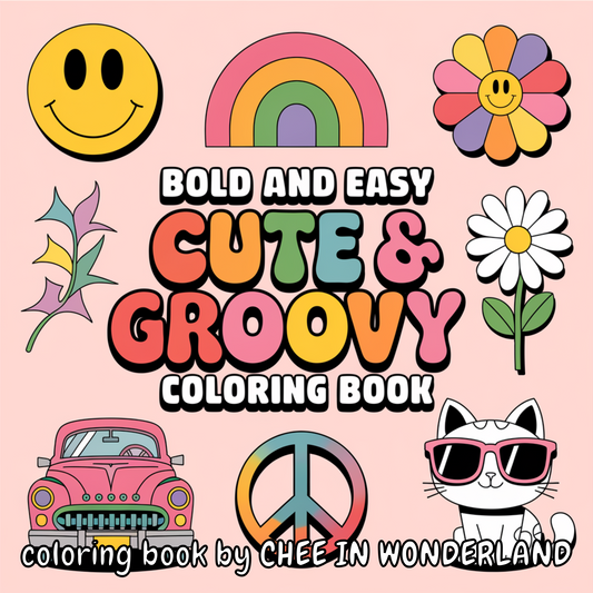 Cute & Groovy Digital Coloring Book Vol. 2 | Bold & Easy Designs