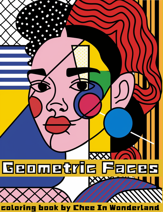 Geometric Faces Digital Coloring Book